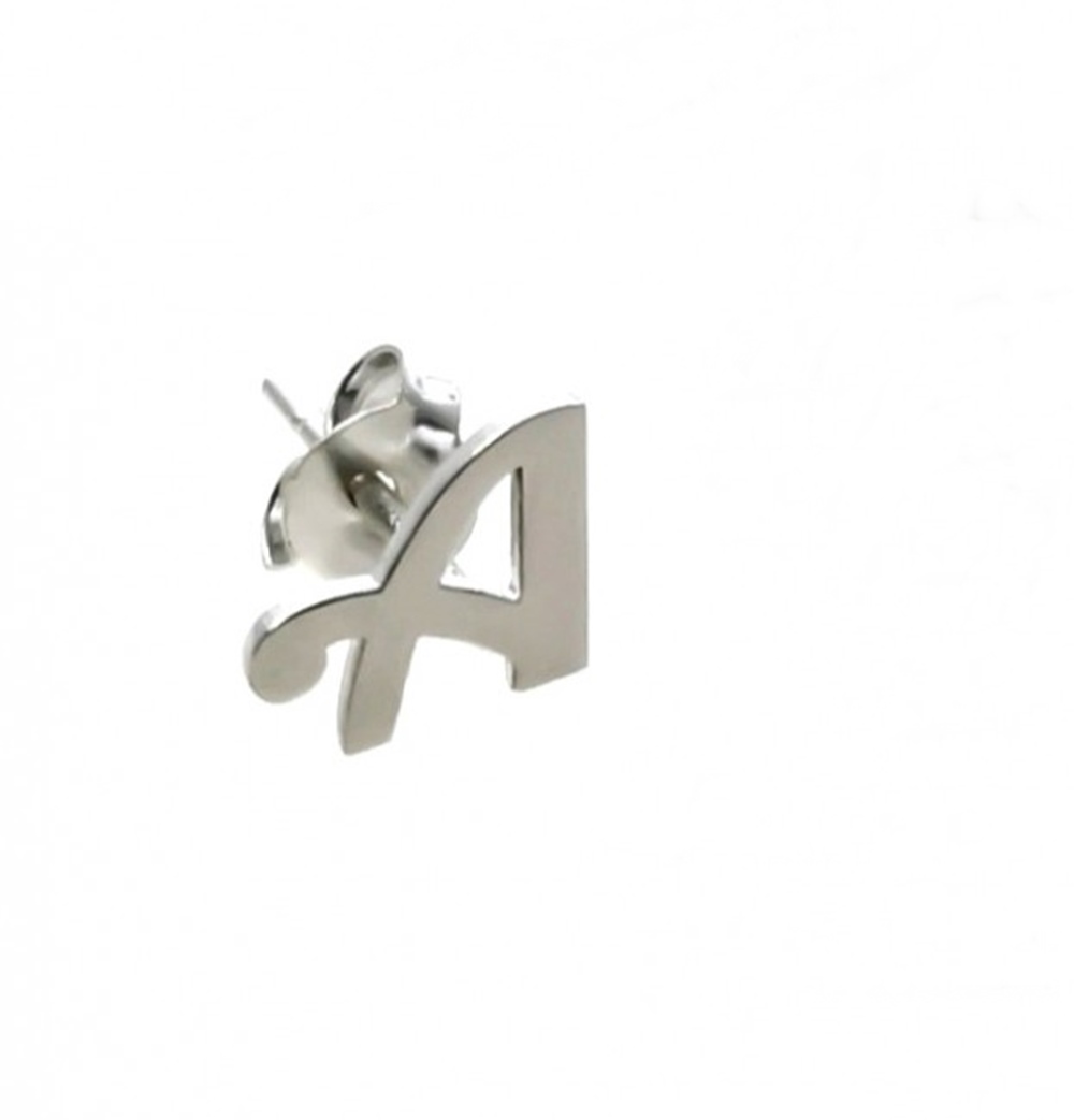Pendiente (1 - Medio par) personalizado con inicial de Plata